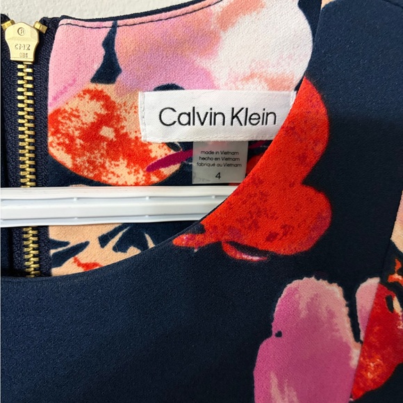 Calvin Klein Pink and Red Floral Midi Dress - Picture 2 of 3